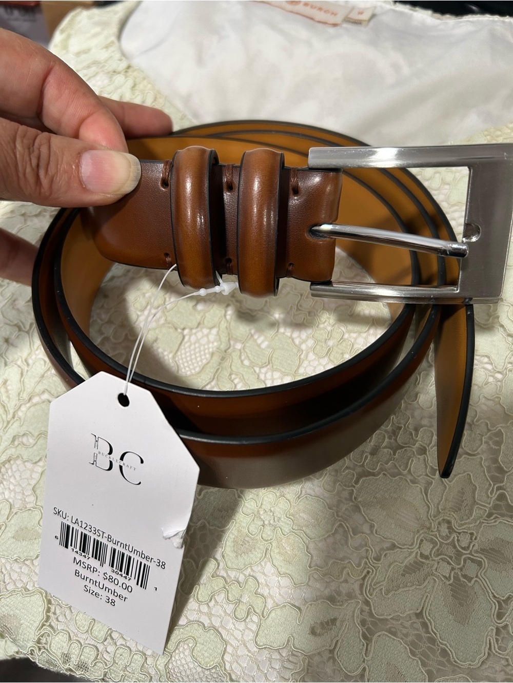Burnt Umber Leather Men’s Belt - Tan